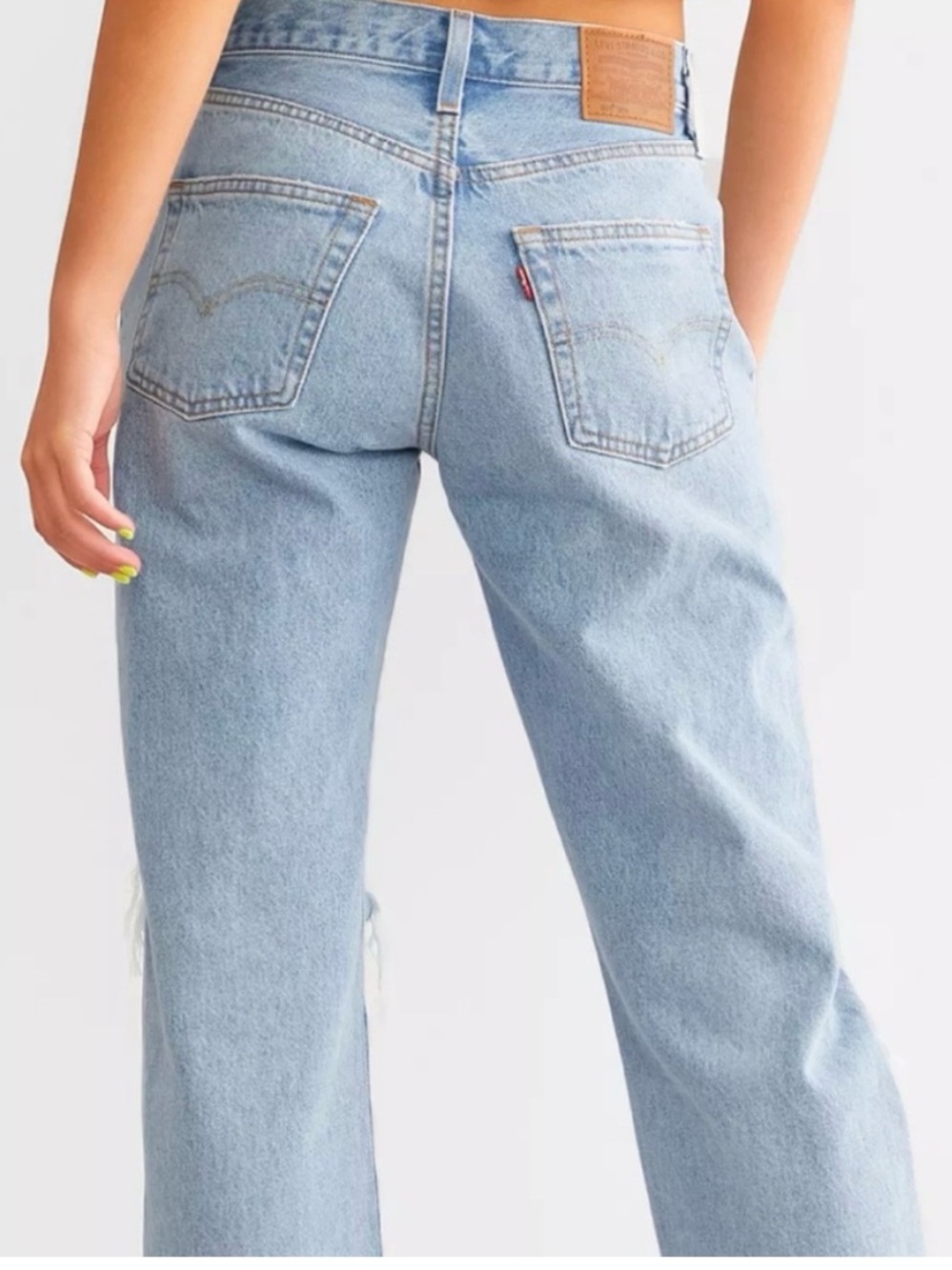 Levis Premium 501 ‘90s Light Wash Distressed Straight Leg Jeans Cotton W24 L30